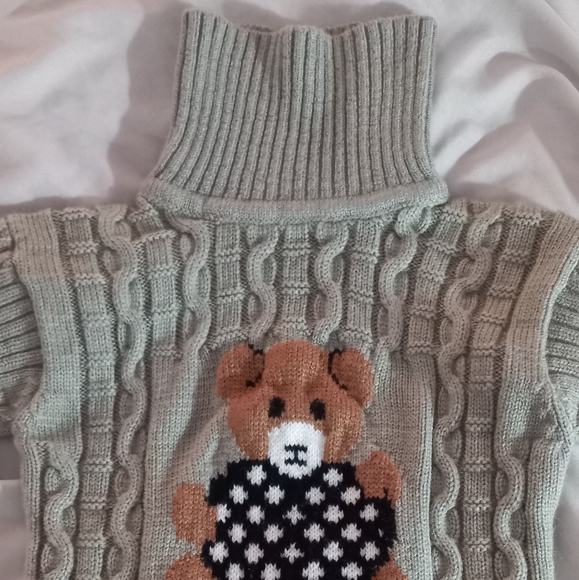 Turtleneck teddy bear heart Sweater 3T unisex - Picture 4 of 4